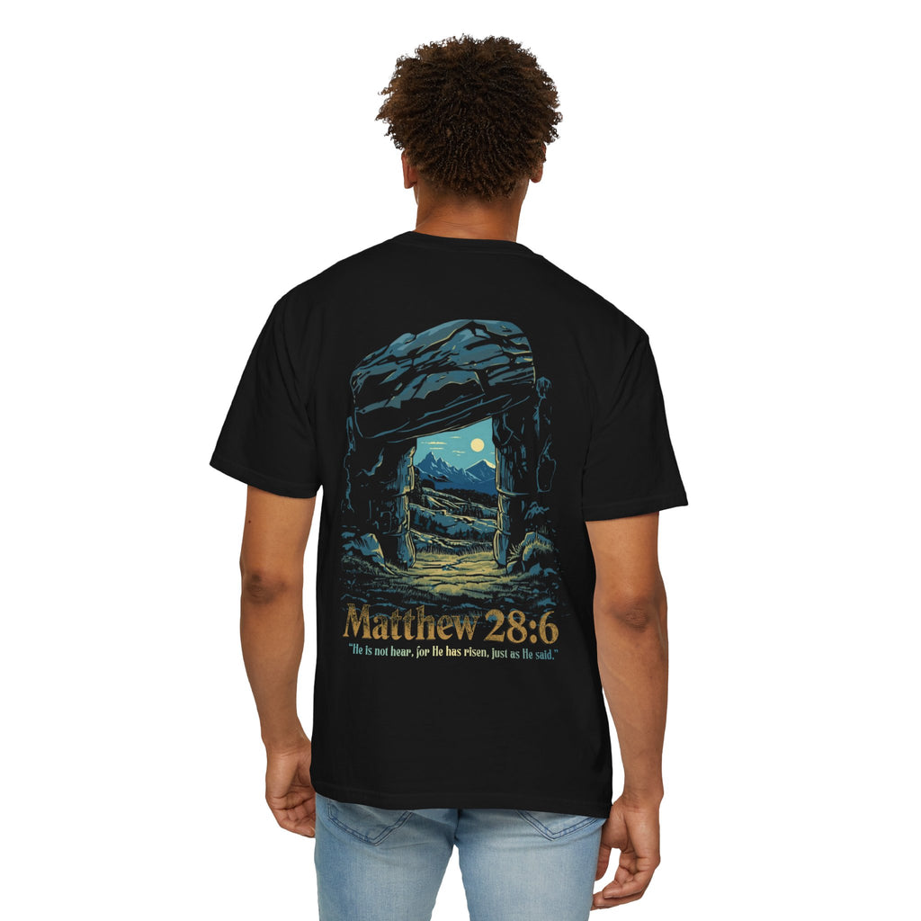 Risen, Religious Jesus Rising Unisex Garment-Dyed T-shirt, Christian Apparel, Streetwear Tee, Faith Clothing