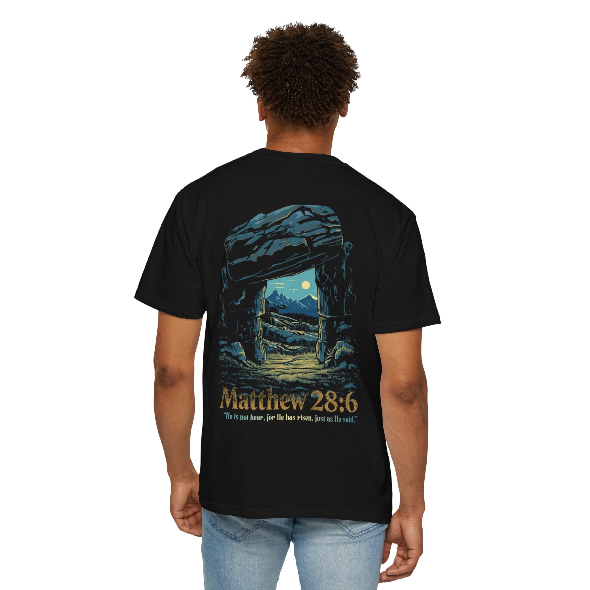 Risen, Religious Jesus Rising Unisex Garment-Dyed T-shirt, Christian Apparel, Streetwear Tee, Faith Clothing